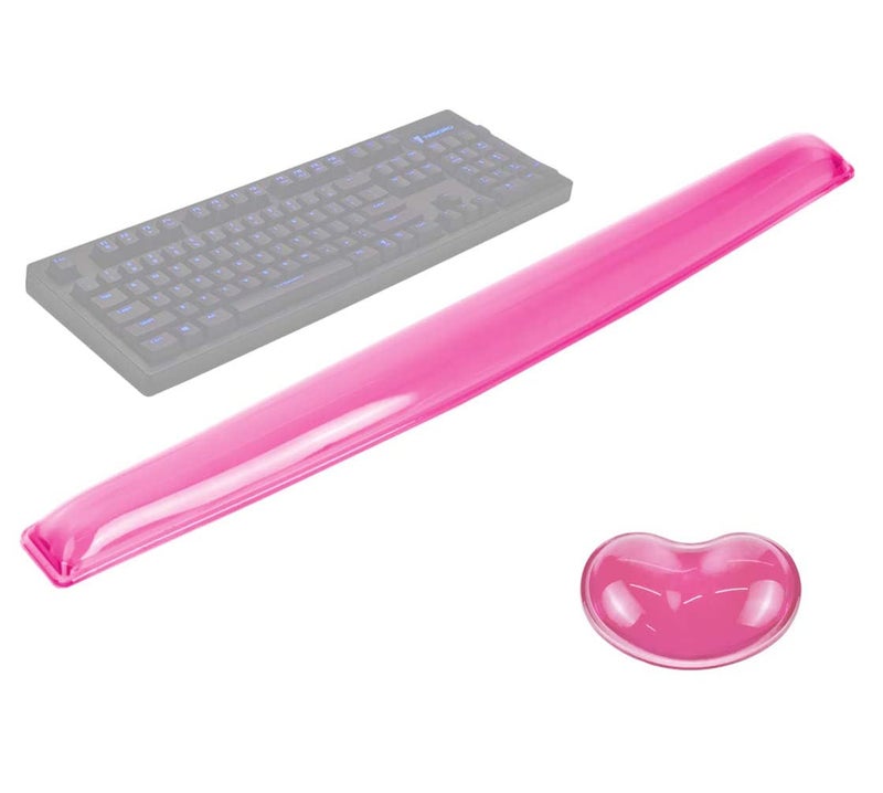 ABRONDA Gel Keyboard & Mouse Wrist Rest Set - Keyboard Wrist Rest Pad & Mouse Support for Office Gaming Pad Computer Laptop Ergonomic Comfortable Pain Relief-Pink Pad Set - Image 1